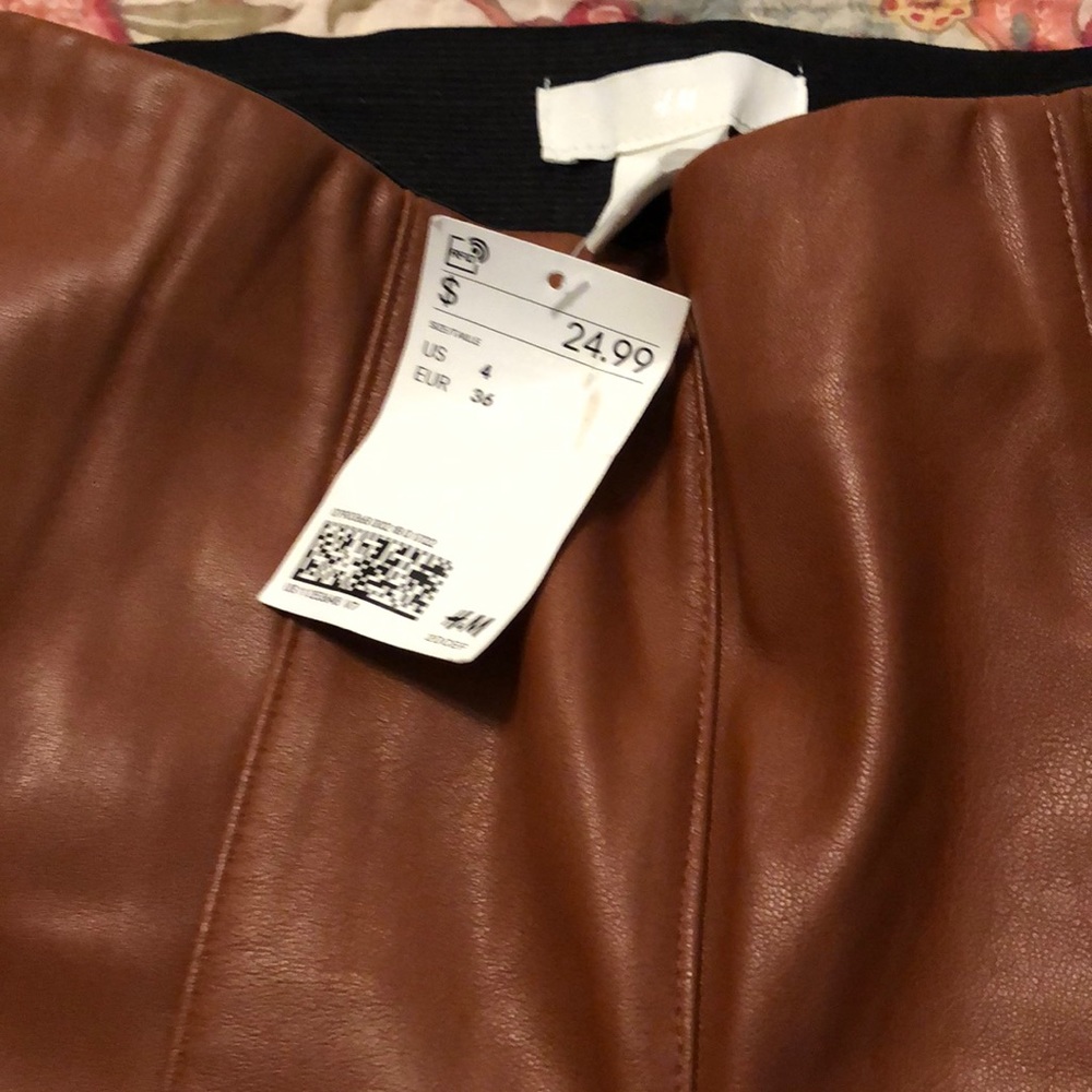 H and M coffee color faux leather leggings new with tags!